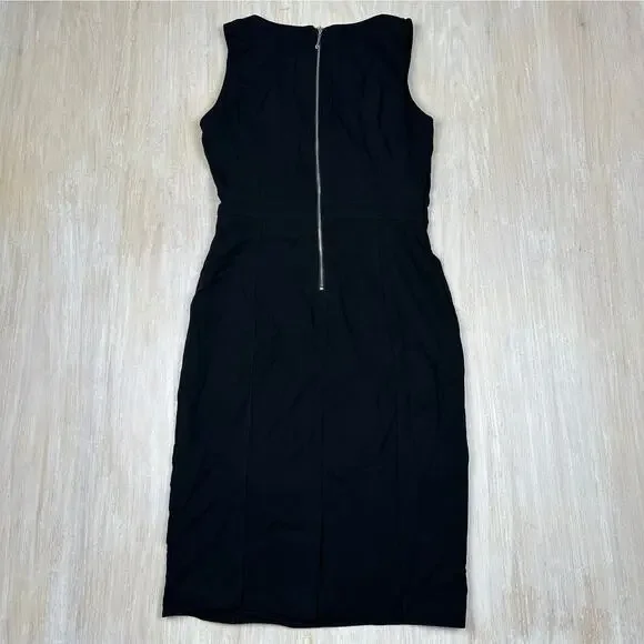 NWT WHBM Black Sleeveless Sheath V-Neck Workwear Elegant Date Cocktail Dress 4 - Picture 11 of 14